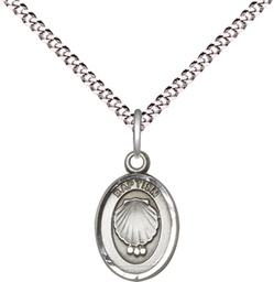 [0974SS/18S] Sterling Silver Baptism Pendant on a 18 inch Light Rhodium Light Curb chain