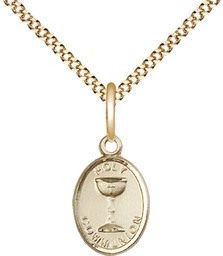 [0976GF/18G] 14kt Gold Filled Holy Communion Pendant on a 18 inch Gold Plate Light Curb chain