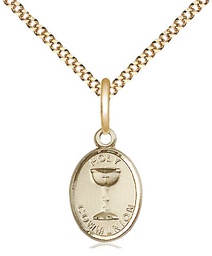 [0976GF/18G] 14kt Gold Filled Holy Communion Pendant on a 18 inch Gold Plate Light Curb chain