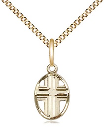 [0977GF/18G] 14kt Gold Filled Cross Pendant on a 18 inch Gold Plate Light Curb chain