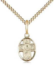 [0979GF/18G] 14kt Gold Filled 5-Way / Chalice Pendant on a 18 inch Gold Plate Light Curb chain