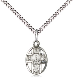 [0979SS/18S] Sterling Silver 5-Way / Chalice Pendant on a 18 inch Light Rhodium Light Curb chain