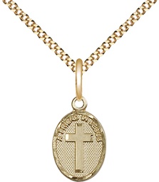 [0981GF/18G] 14kt Gold Filled Friend In Jesus Cross Pendant on a 18 inch Gold Plate Light Curb chain