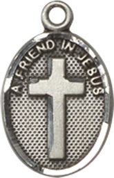 [0981SS] Sterling Silver Friend In Jesus Cross Medal