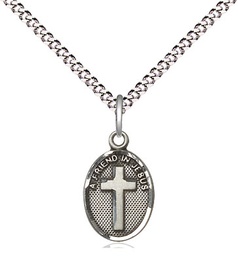 [0981SS/18S] Sterling Silver Friend In Jesus Cross Pendant on a 18 inch Light Rhodium Light Curb chain