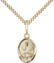 [0982GF/18G] 14kt Gold Filled Holy Spirit Pendant on a 18 inch Gold Plate Light Curb chain