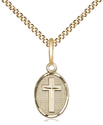 [0983GF/18G] 14kt Gold Filled Cross Pendant on a 18 inch Gold Plate Light Curb chain