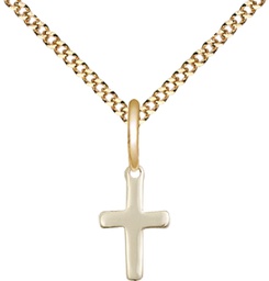 [1006GF/18G] 14kt Gold Filled Cross Pendant on a 18 inch Gold Plate Light Curb chain