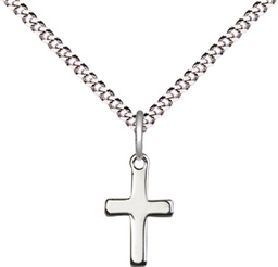 [1006SS/18S] Sterling Silver Cross Pendant on a 18 inch Light Rhodium Light Curb chain