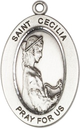 [11016SS] Sterling Silver Saint Cecilia Medal