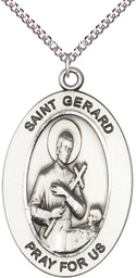 [11042SS/24SS] Sterling Silver Saint Gerard Majella Pendant on a 24 inch Sterling Silver Heavy Curb chain