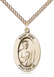[11060GF/24GF] 14kt Gold Filled Saint Jude Thaddeus Pendant on a 24 inch Gold Filled Heavy Curb chain