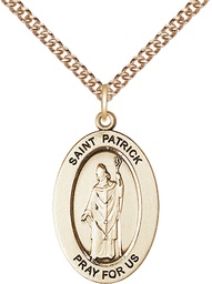 [11084GF/24GF] 14kt Gold Filled Saint Patrick Pendant on a 24 inch Gold Filled Heavy Curb chain