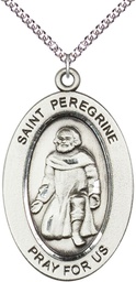 [11088SS/24SS] Sterling Silver Saint Peregrine Pendant on a 24 inch Sterling Silver Heavy Curb chain