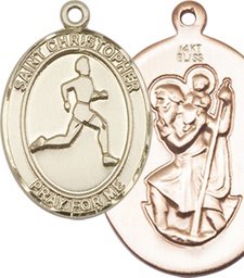 [7149KT] 14kt Gold Saint Christopher Track&amp;Field Medal