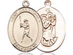 [7150KT] 14kt Gold Saint Christopher Baseball Medal