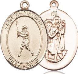 [7150KT] 14kt Gold Saint Christopher Baseball Medal