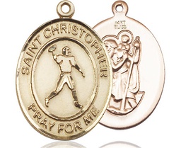 [7151KT] 14kt Gold Saint Christopher Football Medal