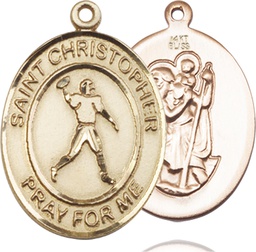 [7151KT] 14kt Gold Saint Christopher Football Medal