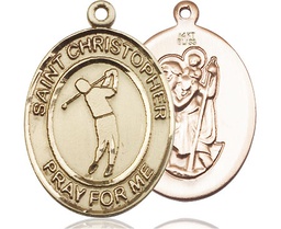 [7152KT] 14kt Gold Saint Christopher Golf Medal