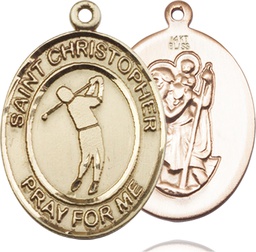 [7152KT] 14kt Gold Saint Christopher Golf Medal