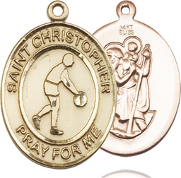 [7153KT] 14kt Gold Saint Christopher Basketball Medal