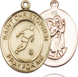 [7154KT] 14kt Gold Saint Christopher Soccer Medal