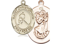 [7155KT] 14kt Gold Saint Christopher Ice Hockey Medal