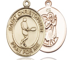 [7156KT] 14kt Gold Saint Christopher Tennis Medal