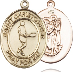 [7156KT] 14kt Gold Saint Christopher Tennis Medal