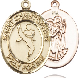 [7158KT] 14kt Gold Saint Christopher Martial Arts Medal