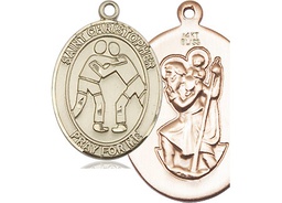 [7159KT] 14kt Gold Saint Christopher Wrestling Medal