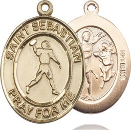 [7161KT] 14kt Gold Saint Sebastian Football Medal