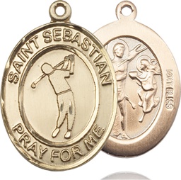 [7162KT] 14kt Gold Saint Sebastian Golf Medal