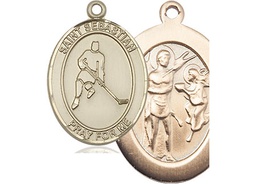 [7165KT] 14kt Gold Saint Sebastian Ice Hockey Medal