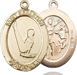 [7172KT] 14kt Gold Saint Sebastian Gymnastics Medal