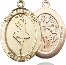 [7173KT] 14kt Gold Saint Sebastian Dance Medal