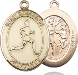 [7176KT] 14kt Gold Saint Sebastian Track and Field Medal