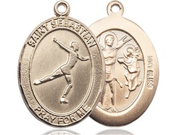 [7177KT] 14kt Gold Saint Sebastian Figure Skating Medal