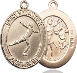 [7177KT] 14kt Gold Saint Sebastian Figure Skating Medal