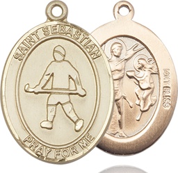 [7178KT] 14kt Gold Saint Sebastian Field Hockey Medal