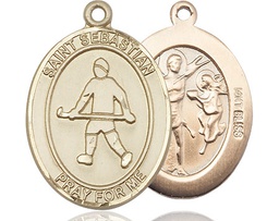 [7178KT] 14kt Gold Saint Sebastian Field Hockey Medal