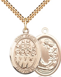 [7180GF/24G] 14kt Gold Filled Saint Cecilia Choir Pendant on a 24 inch Gold Plate Heavy Curb chain