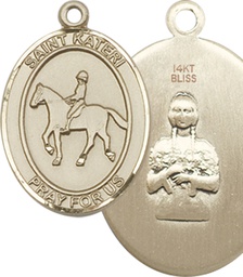 [7182KT] 14kt Gold Saint Kateri Equestrian Medal