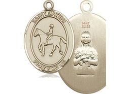 [7182KT] 14kt Gold Saint Kateri Equestrian Medal
