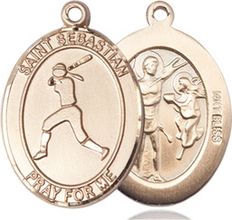 [7183KT] 14kt Gold Saint Sebastian  Softball Medal