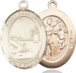 [7188KT] 14kt Gold Saint Sebastian Fishing Medal