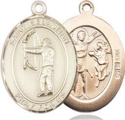 [7189KT] 14kt Gold Saint Sebastian Archery Medal