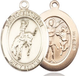 [7191KT] 14kt Gold Saint Sebastian Rodeo Medal