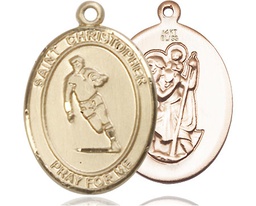 [7194KT] 14kt Gold Saint Christopher Rugby Medal